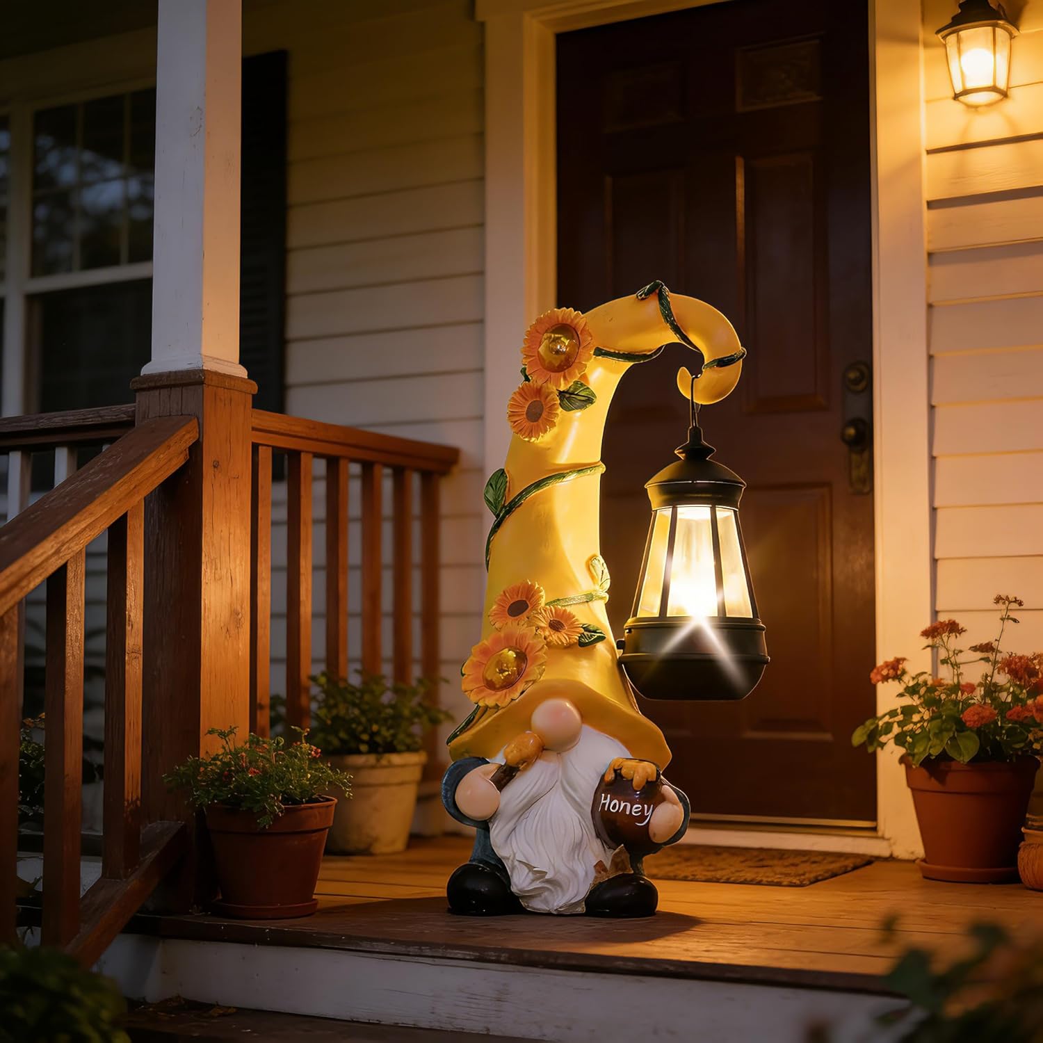 Mom Birthday Gifts-Garden Gnome Statue with Solar Lights Large Garden Sculptures Funny Triple Gnome Outdoor Patio Lawn Yard Garden Decor Gifts for Women Mom 12 in Spring Gnomes Outdoor - Image 5