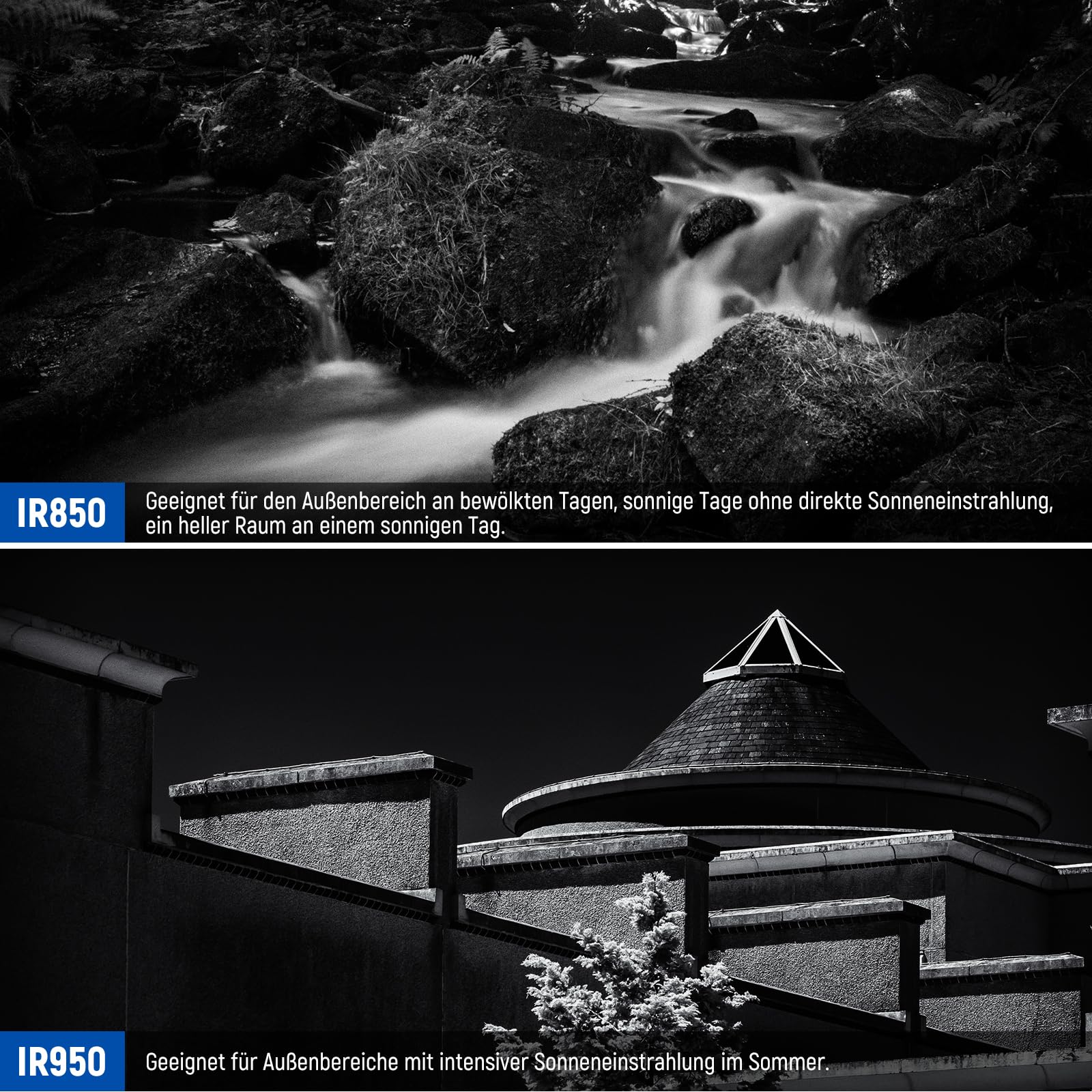 NEEWER 67mm Infrarot Filter Set, 4er Pack IR720/IR760/IR850/IR950 Infrarot IR mit Tragetasche und Reinigungstuch, kompatibel mit Canon Nikon Sony Panasonic Fuji Kodak IR unterstützten DSLR Kameras