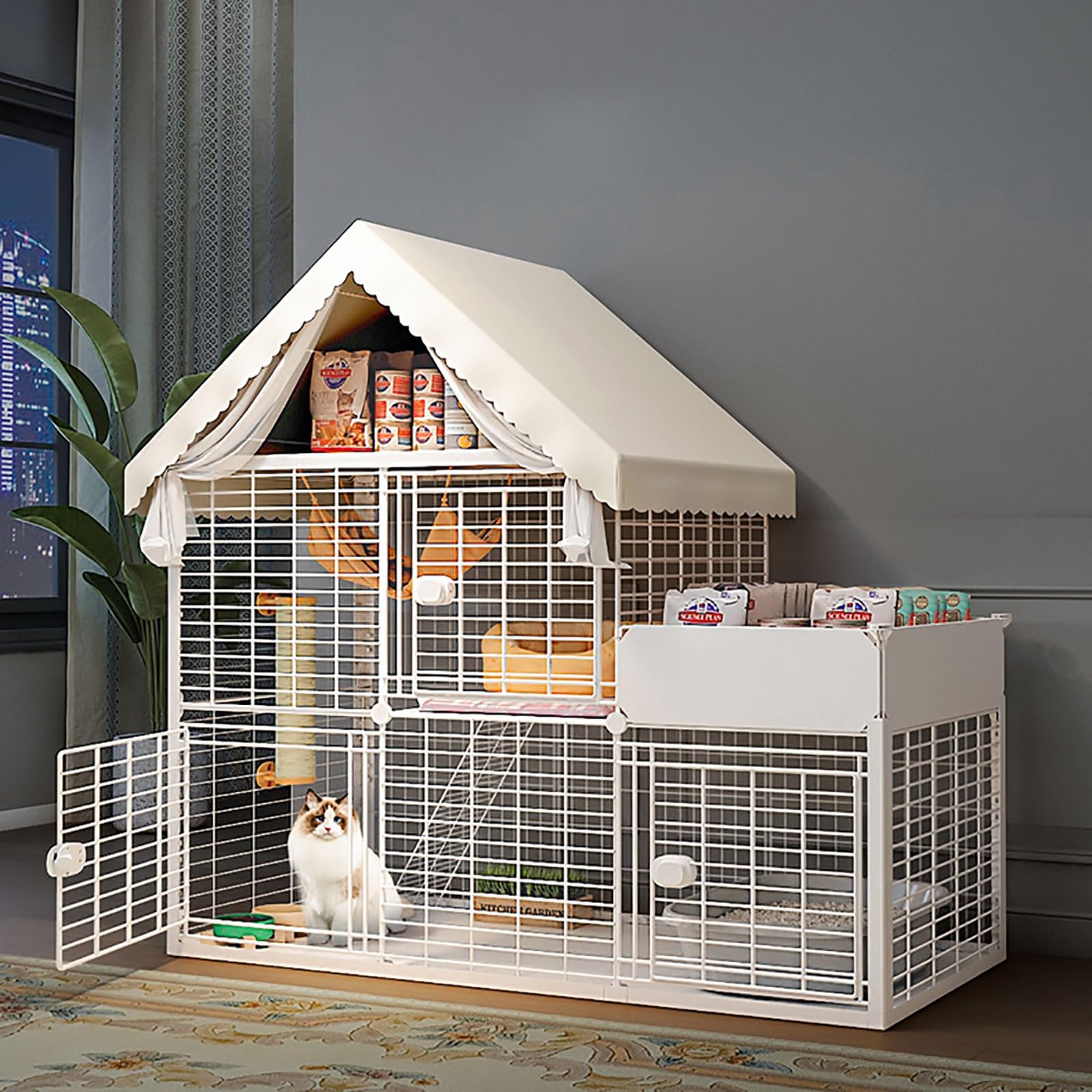 Gabbia per Gatti Grande, Gabbia per Gatti Fai da Te per Interni Recinto per Gatti Staccabile Gabbia per Piccoli Animali Recinti per Gatti semichiusi, Ampio Luogo per Esercizi Ideale per 1-2