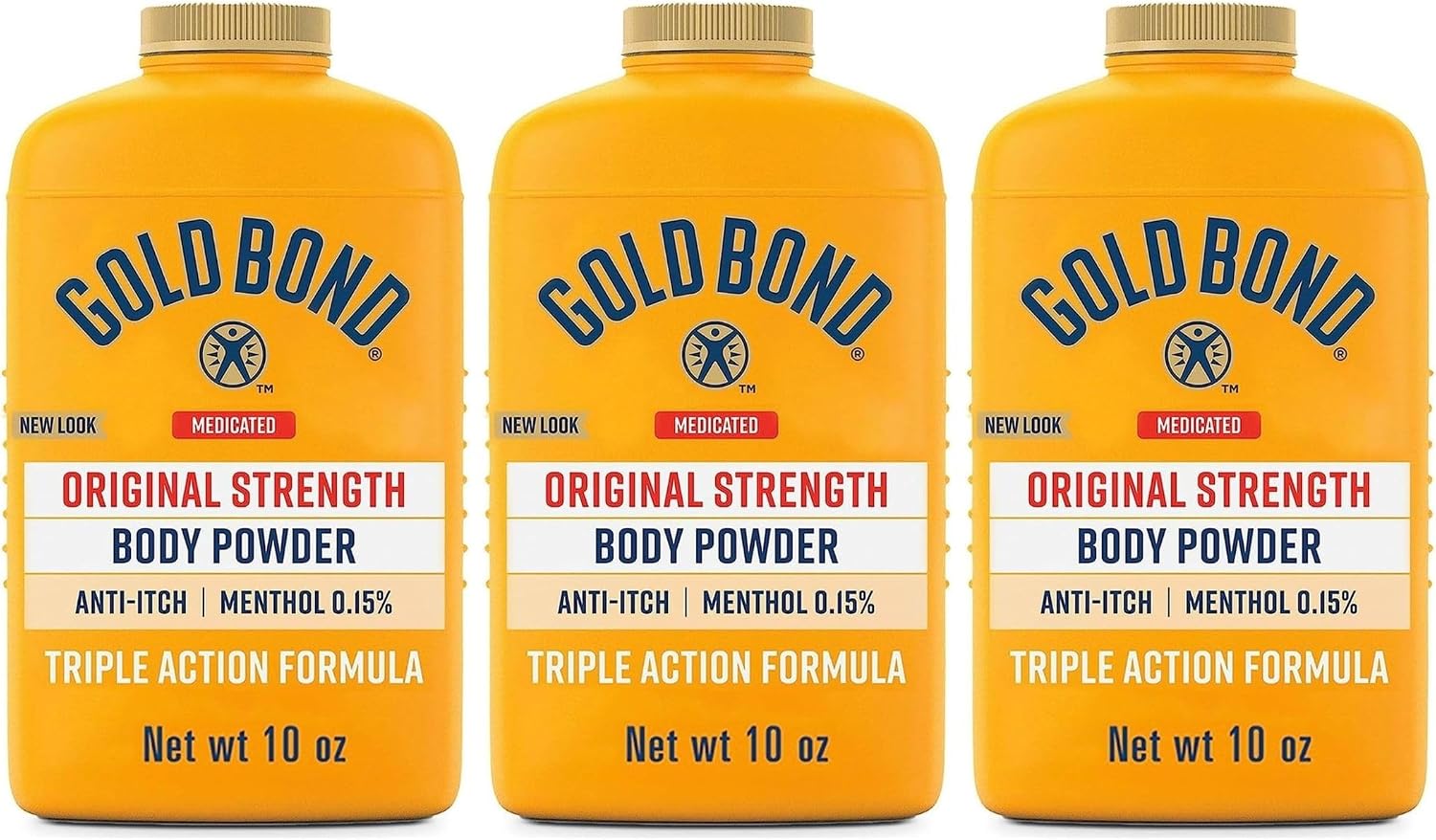 Gold Bond Medicated Original Strength Body Powder, 10 oz., Talc-Free, Anti-Itch, Absorbs & Cools (Pack of 3)