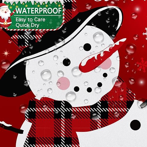 Miniatura 5 de Cortina de ducha de muñeco de nieve de Navidad, bola de Navidad roja, bonita cortina de ducha de muñeco de nieve de invierno, decoración navideña,