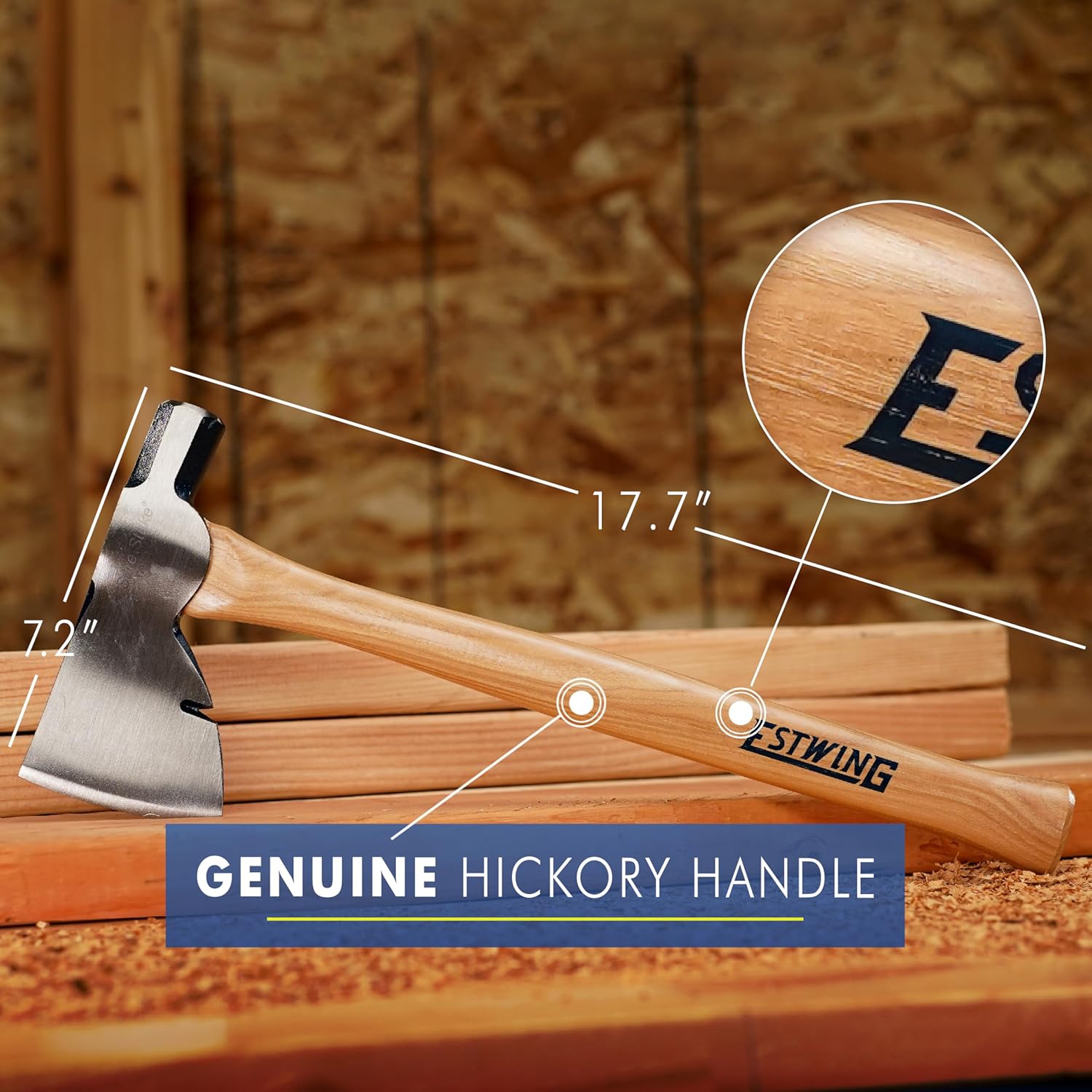 ESTWING Rigger's Axe - 16" Framing Hammer with Axe with Smooth Face & Hickory Handle - MRWR