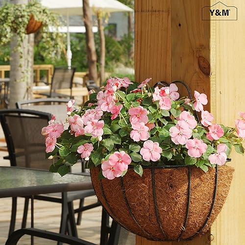 Vista 7 de Y&M Forro de cesta colgante de fibra de coco semicircular preformado de 14 pulgadas, forro de repuesto de coco medio redondo, 2 piezas