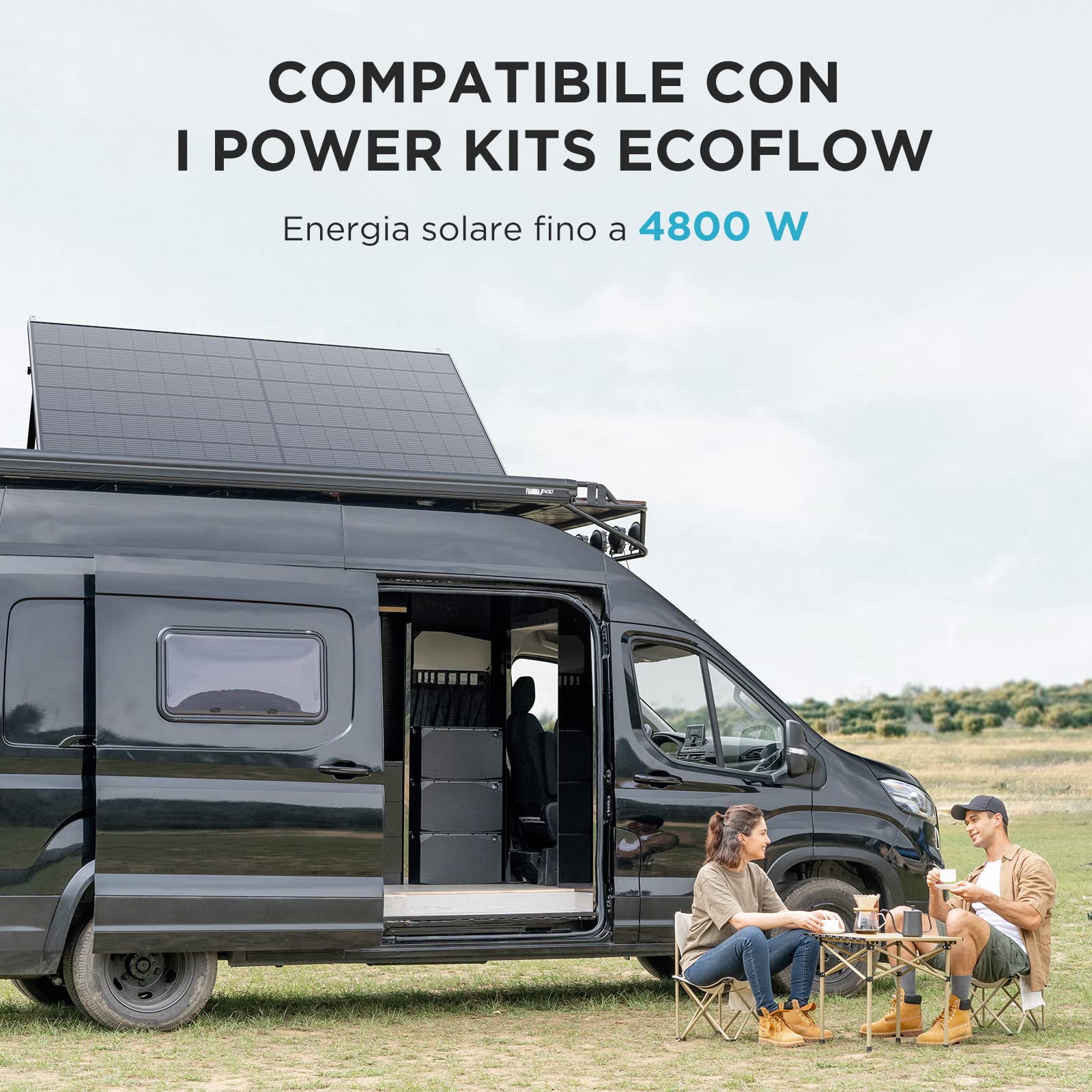 ECOFLOW Pannello solare rigido 2x400W, pannello solare monocristallino ad alta efficienza per alimentazione fotovoltaica domestica, per il camper, gli edifici off-grid