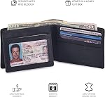 Wallet for Men Slim RFID Blocking Leather Bifold Minimalist 2 ID Windows Gift Box Carteras para Hombres (Crazy Horse, Black)