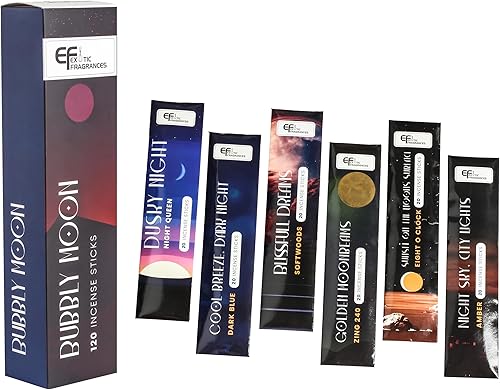 Varillas de incienso naturales aromáticas hechas a mano, juego de 6 inciensos (120 varillas), ideal para el hogar, meditación, yoga, relajación,