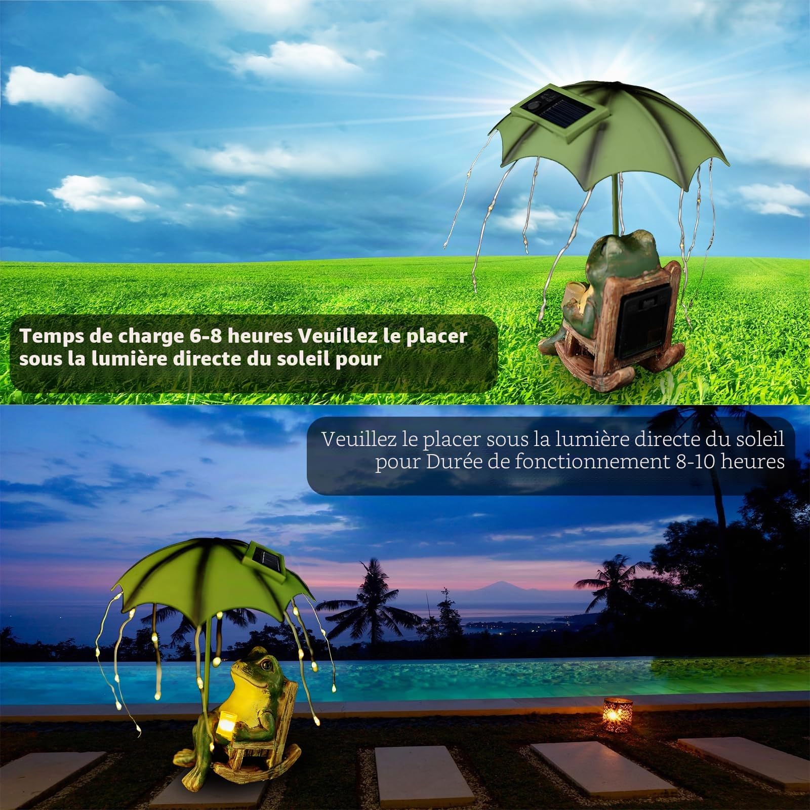 Statue de Grenouille Solaire | Grenouille Résine avec LED Lampes Solaires,Statue Jardin Exterieur pour Terrasse Cour Pelouse Décorations