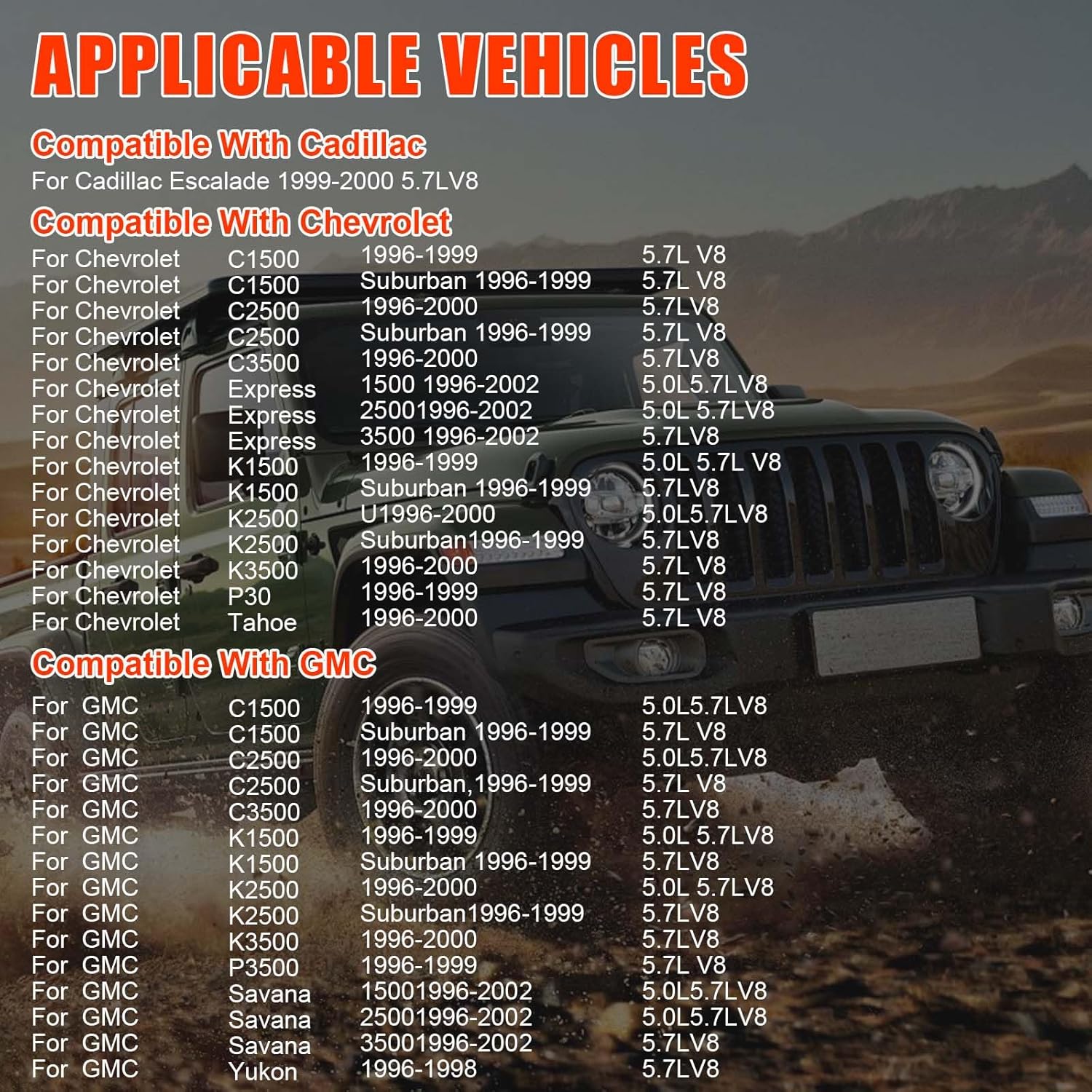 FJ504 Fuel Injector Assembly with Bracket for Chevy C2500/C3500, Suburban, Express, for GMC C1500/C2500, K1500/K2500/K3500, Tahoe, Yukon, Savana, Escalade 5.0L 5.7L V8 Replace# 93441235
