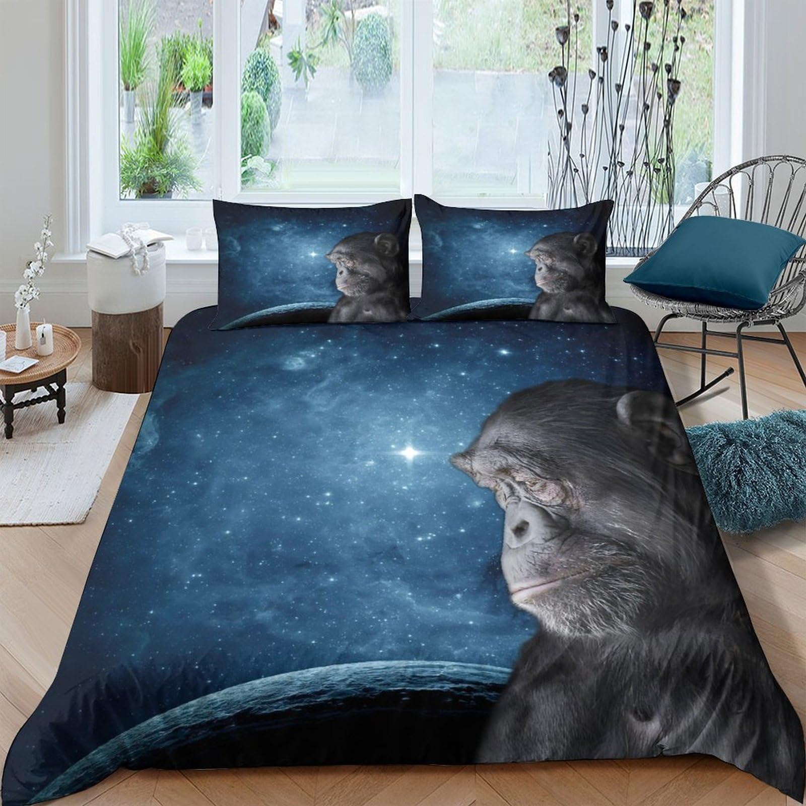 Ctjqhvkz Style-3 3D Printed Galaxy Starry Sky Fitted Sheet Microfiber Cat Space Bed Sheet For Bedroom Guest Room Decor Protection Single（135X200cm）