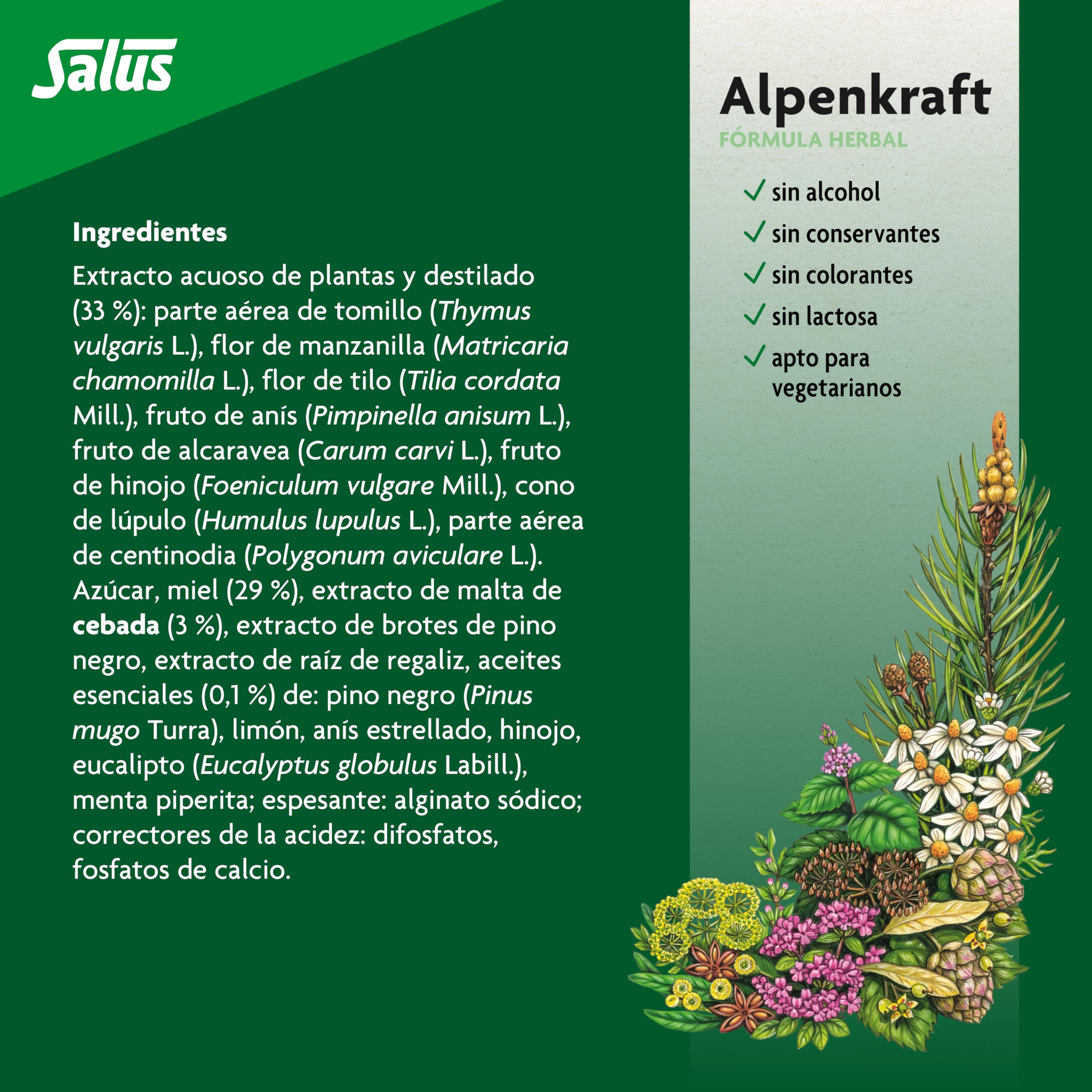 Salus Alpenkraft - Sirop Naturel Bronches et Toux - Soulage la Gorge et les Bronches - En Cas de Toux, Rhumes - 250 ml