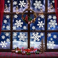 Vista 3 de Adhesivos de copo de nieve blanco de Navidad para vidrio, decoración de ventanas de doble cara, película estática para Navidad, calcomanías de PVC