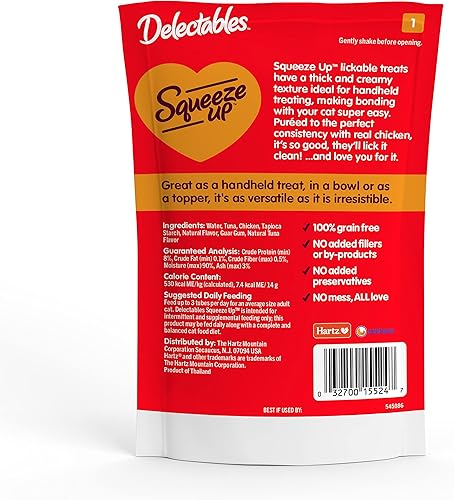 Miniatura 6 de Hartz Delectables Squeeze Up golosinas interactivas y húmedas para lamer para gatos pollo 4unidades paquete de 8unidades