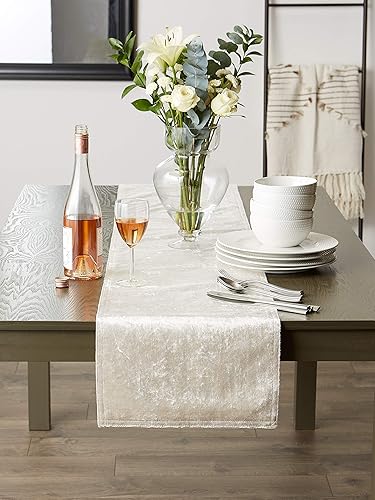 Miniatura 10 de DII Velvet Collection - Camino de mesa, 14x72, color crema