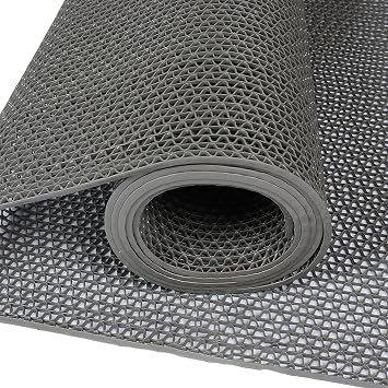 Swimming Pool Drainage Mat PVC Non-Slip Wet Area Bathroom Floor Mat, 5mm Thick Kitchen Floor Mat Door Mat Roll for Indoor Outdoor Restaurant Bars Patio, Can Be Cut  Color Gray , Size 90cmx60cm