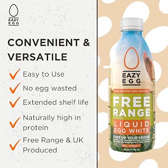 Eazy Egg Free Range Egg Whites Liquid 3 x 1L | Made in the UK from Eggs Free Range | Ambient Storage & 6 Month Shelf Life | For Baking, Shakes, Omelettes & Cocktails