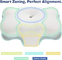 Vista 2 de Almohada cervical de espuma viscoelástica para soporte del cuello, almohada ergonómica de contorno para dormir de espalda y de lado, espuma