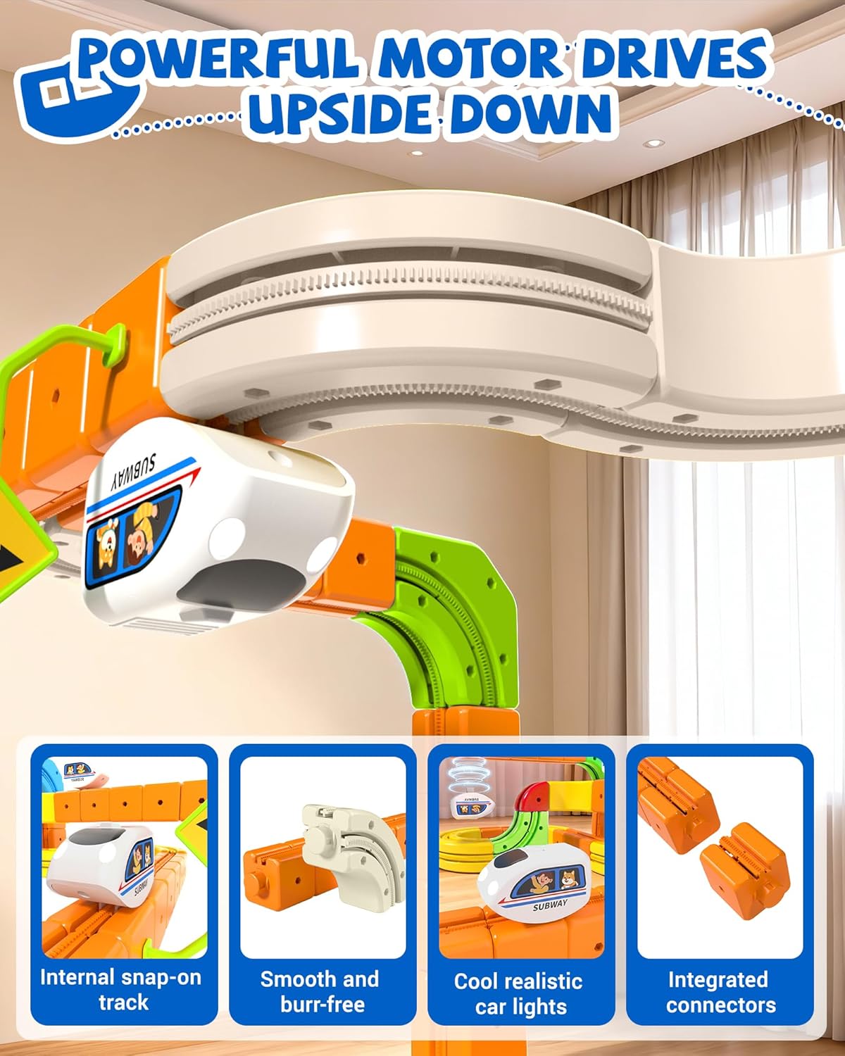 Electric Train Set for Kids 3 4 5 6 7 8, Upgrade 3-Track Flexible Race Track Railway Set, DIY 3D Car Track Block Train Toys for Toddlers 3-5, STEM Easter Gift for Boys Girls Birthday