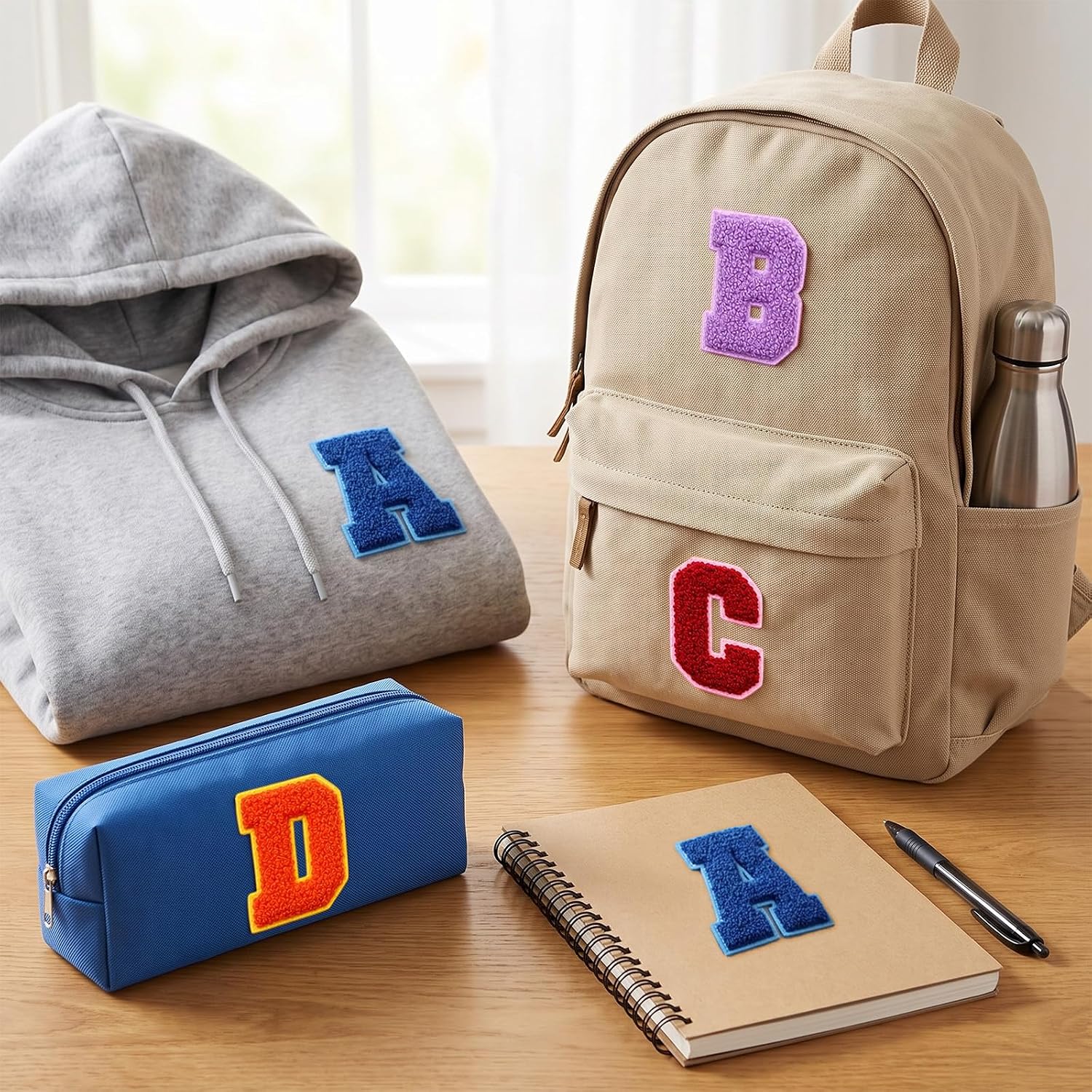 104 Pcs Iron On Letter Patches for Jackets, Big Chenille Varsity Alphabet