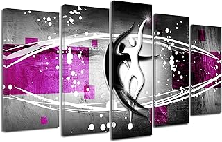 Declina, Quadro Decorativo, Decorazione da Parete per Soggiorno, Quadro Stampato, Design Moderno, Silhouette Ballerine, 150 x 80 cm, Colore: Rosso, Canvas, Violet, 150x80 cm