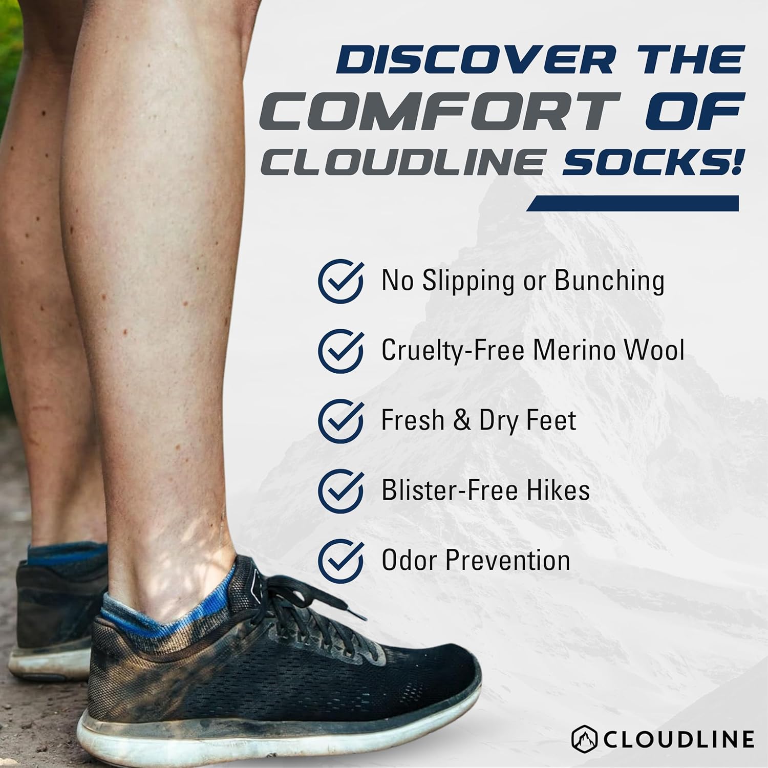 CloudLine Ultralight Merino Wool Running Socks for Men and Women - Thin, Anti-Blister, Moisture Wicking, Made in USA - 3 Pair - Image 2