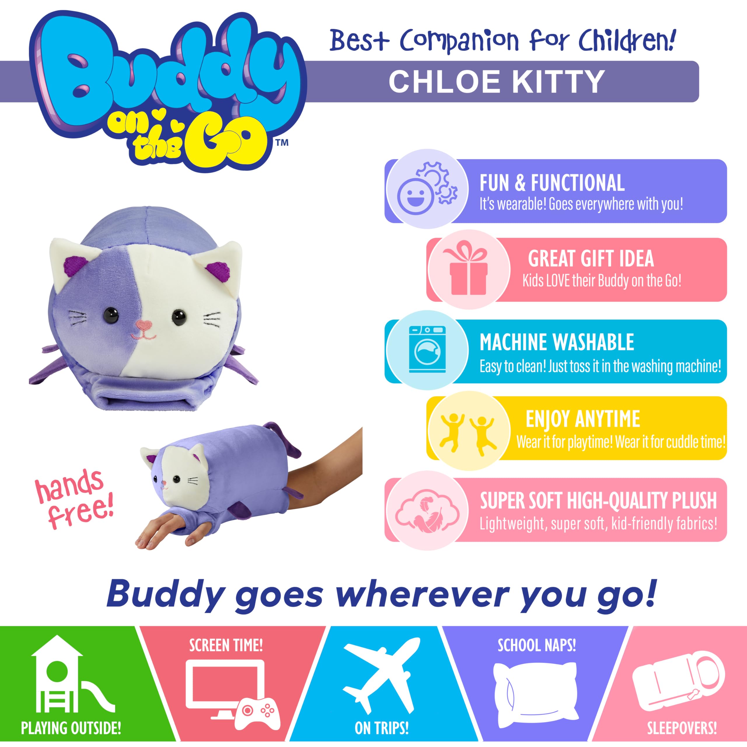 Buddy on The Go - from The Makers of Pillow Pets - Chloe Kitty - Stuffed Animal Plush - Image 4
