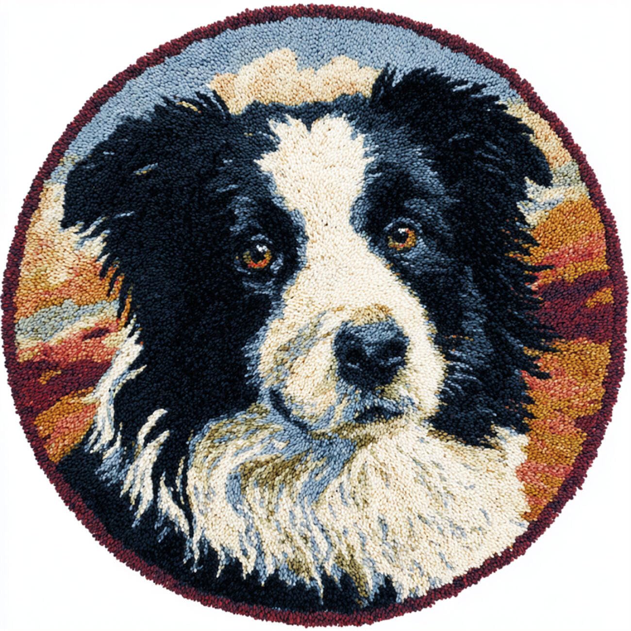 Kitquiver Dog Animal Rug Making Kits Cartoon Border Collie DIY Rug，Home Carpet Making Canvas Crochet Kits Needlework Crafts,Beginners Adults 50x50cm
