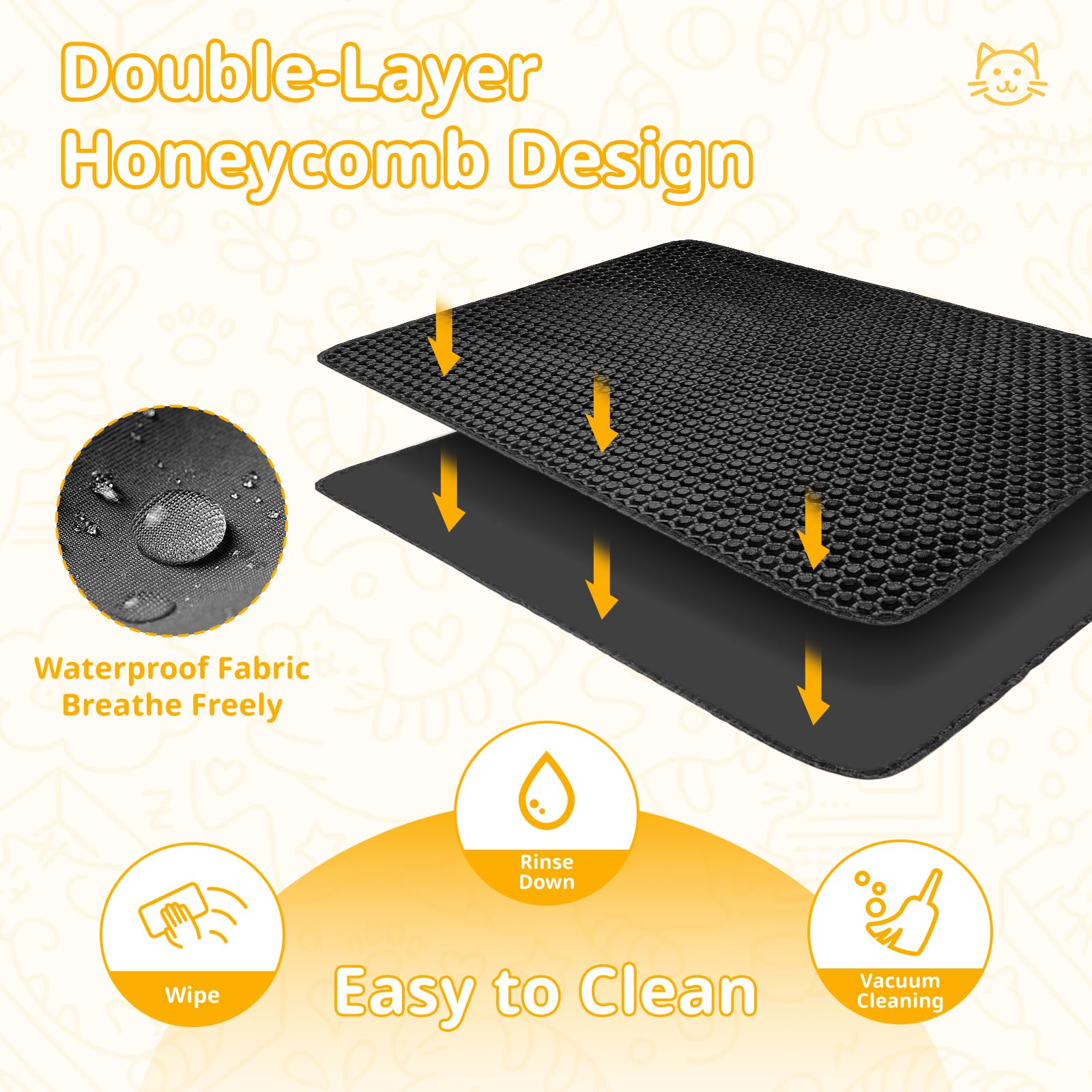 Large Cat Litter Mat 60 x 45cm, Double-Layer Honeycomb Design Cat Litter Mat, Square Large Hole Cat litter Trapper - Image 4