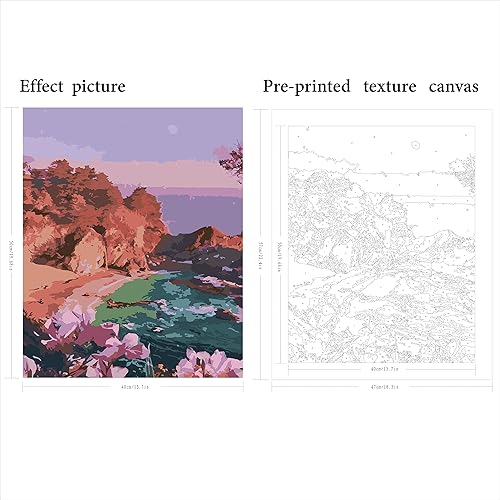 Miniatura 2 de FILASLFT Pintura de lago por números para adultos, pintura de playa por números para principiantes, pintura de flores por números, estilo de moda