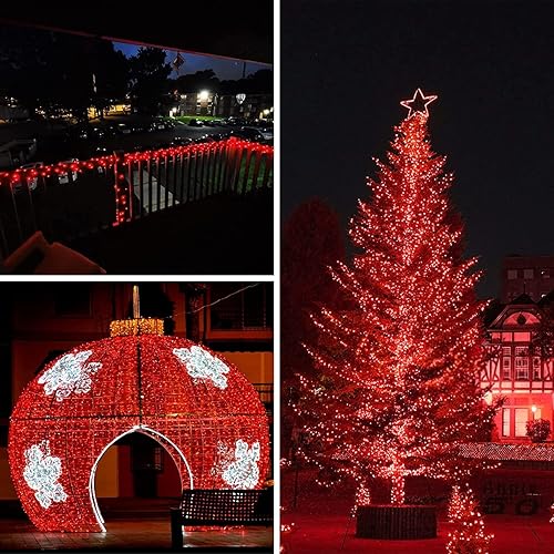 Vista 73 de Guirnalda de 200 luces LED enchufables de 66 pies, tira de luces impermeables para exteriores e interiores, 8 modos con temporizador, luz de Navidad