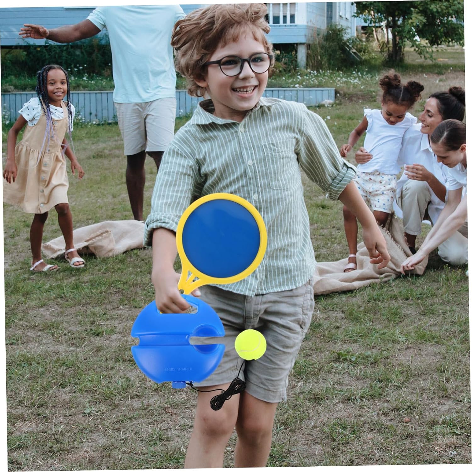 Yardwe Tennis Rebound Trainer with Base and String Portable Practice Equipment for Beginners Indoor Sports Training Device for Children and Adults