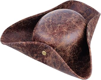 Yolyoo Faux Leather Pirate Hat Brown Pirate Hat Tricorn Hat Pirate Costume Accessories for Halloween Cosplay Costume