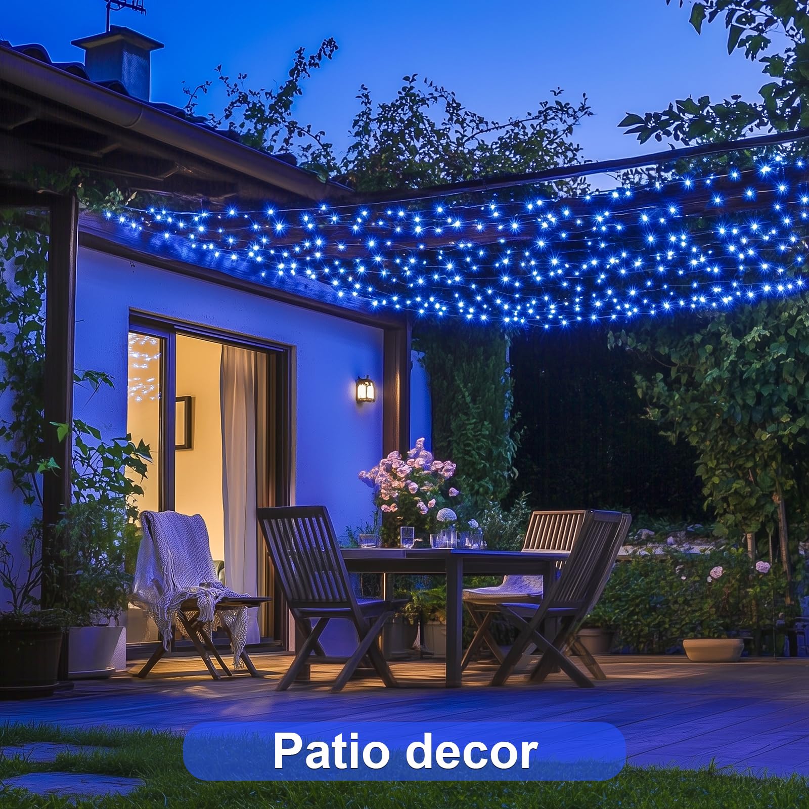JMEXSUSS Paquete de 8 50 luces LED azules de hadas que funcionan con pilas, decoraciones de Halloween y Navidad