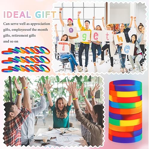 Vista 34 de Liliful 100 pulseras de goma de silicona para mujeres y hombres (verde)