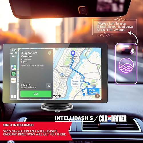 Vista 14 de Car and Driver INTELLIDASH - Pantalla táctil HD de 7 pulgadas, pantalla portátil Apple CarPlay Android Auto para automóvil, estéreo Bluetooth