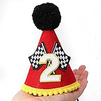Vista 4 de Decoración de dos cumpleaños rápidos: dos sombreros de cumpleaños rápidos, corona de cumpleaños con temática de carreras, corona de cumpleaños
