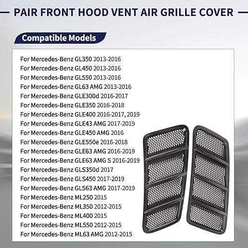 Miniatura 2 de Cubierta de rejilla de ventilación delantera izquierda y derecha compatible con Mercedes Benz W166 GL350 GL450 GL63 AMG ML350 ML550 ML63 AMG