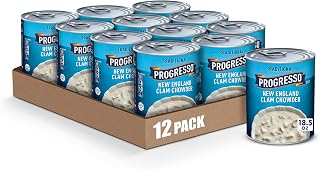 Progresso Traditional New England Clam Chowder Soup, Gluten-Free Canned Chowder with Clams & Potatoes, 18.5 oz (Pack of 12)