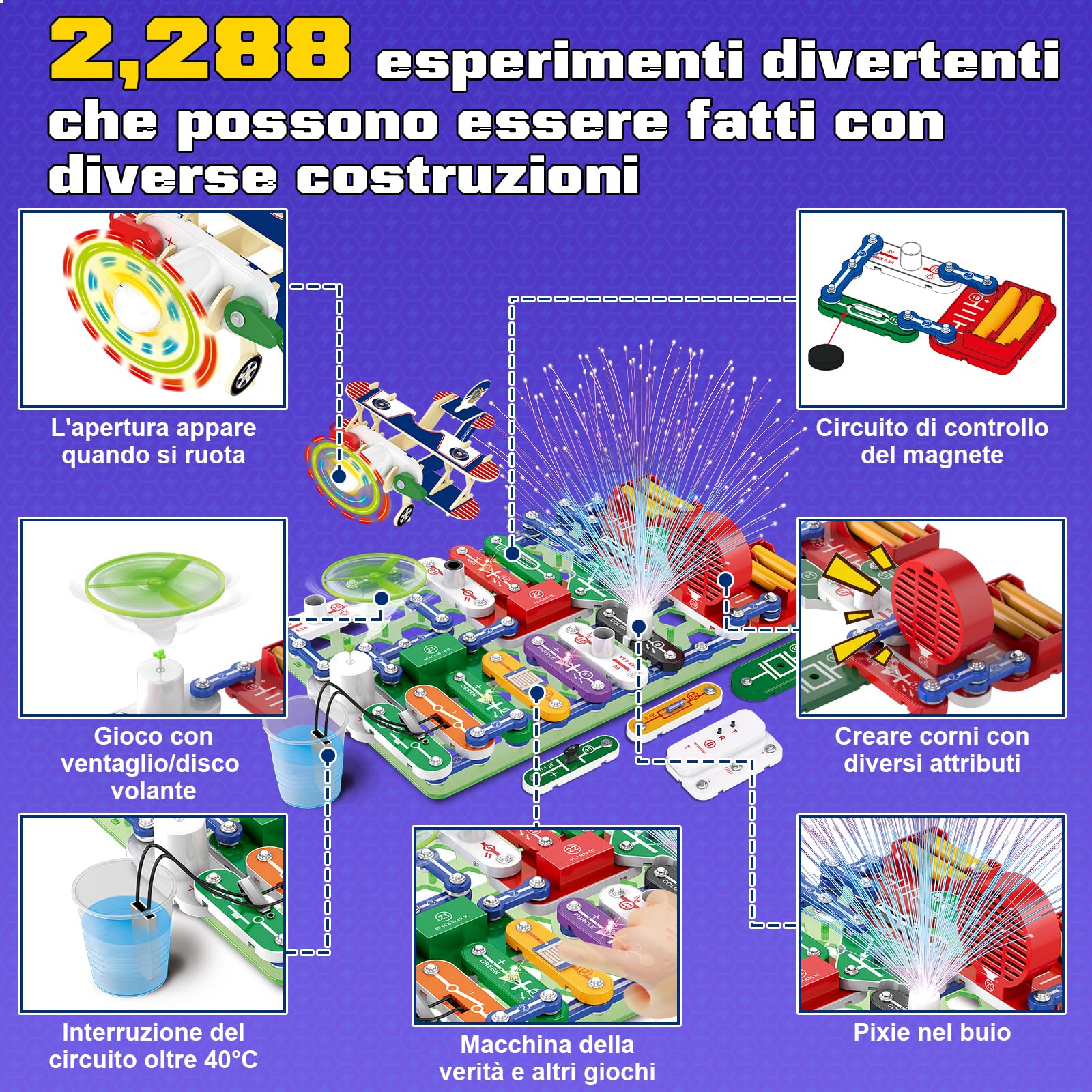 FORMIZON Cassetta elettrica per bambini, scatola per esperimenti per ingegneria elettrica, con istruzioni illustrate, 2000 + possibilità di gioco, giocattolo educativo STEM, regalo per ragazzi e