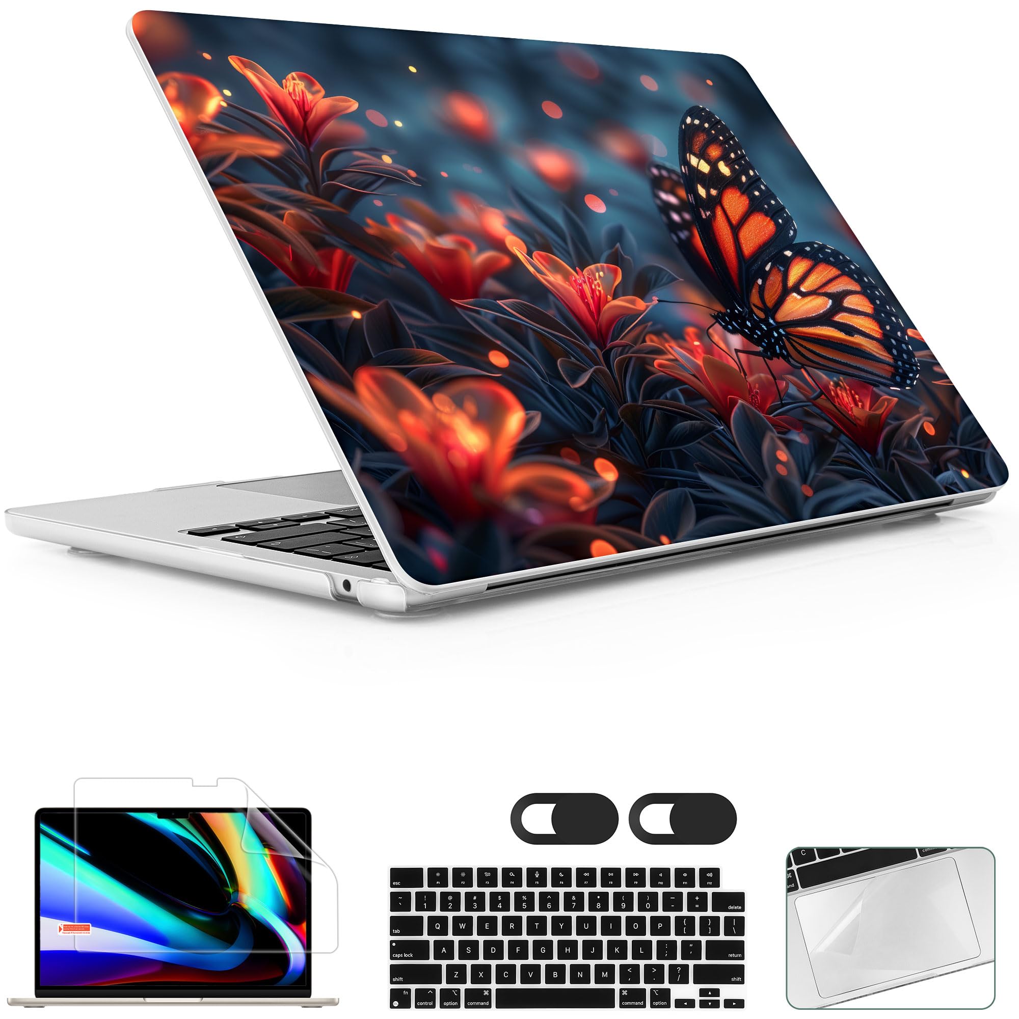Lepeoac for MacBook Air 15 inch Case 2023 2024 2025 Release A3241 M4 A3114 M3 A2941 M2 with Liquid Retina Display & Touch ID, Hard Shell with Screen