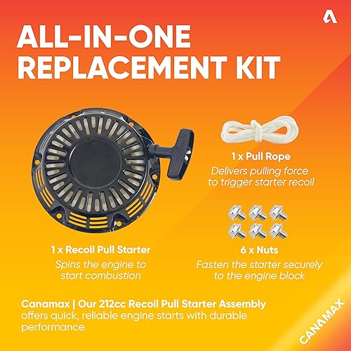 Miniatura 3 de Canamax Arrancador de retroceso CT200U de 212cc - Compatible con Predator 212 196cc 224cc 6.5HP 7HP OHV Coleman CT200U-EX BT200X KT196 Mini Bike Go