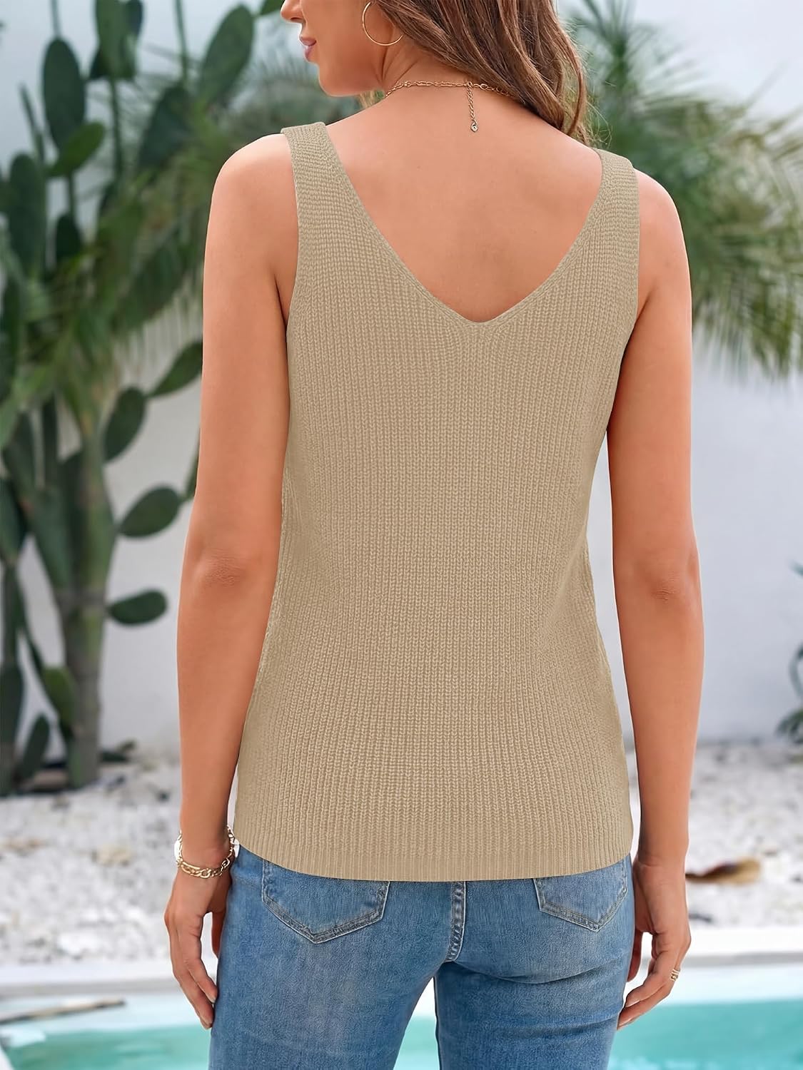 Women's 2026 Summer Sleeveless Tank Tops V Neck Knit Sweater Vest Casual Loose Camisole Crochet Tops image 5