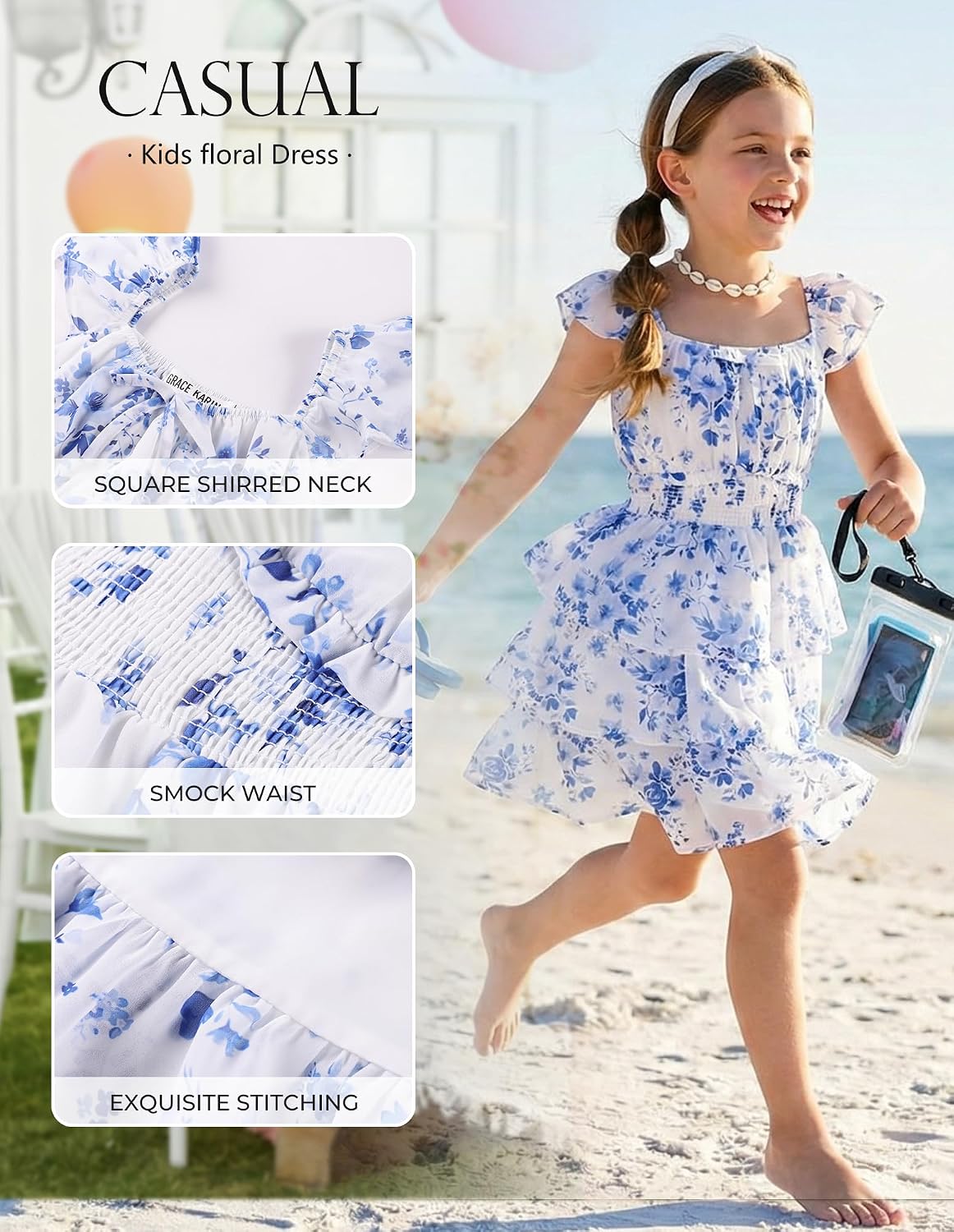 GRACE KARIN Girls Floral Spring Summer Easter Dress Teen Dresses Size 7-16