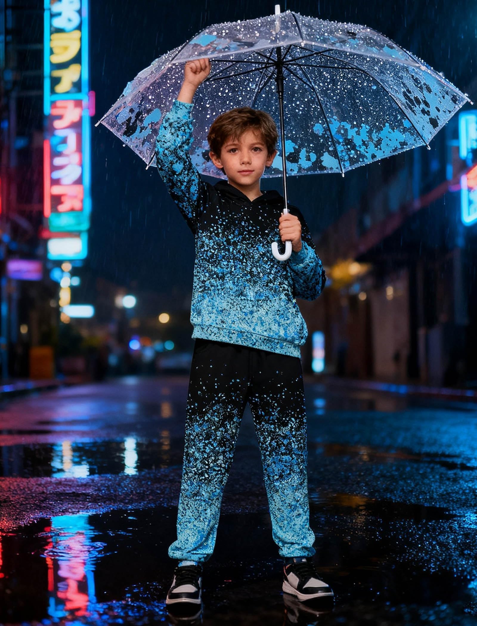 Belovecol Conjunto de sudadera con capucha y pantalón para niños de 5 a 14 años