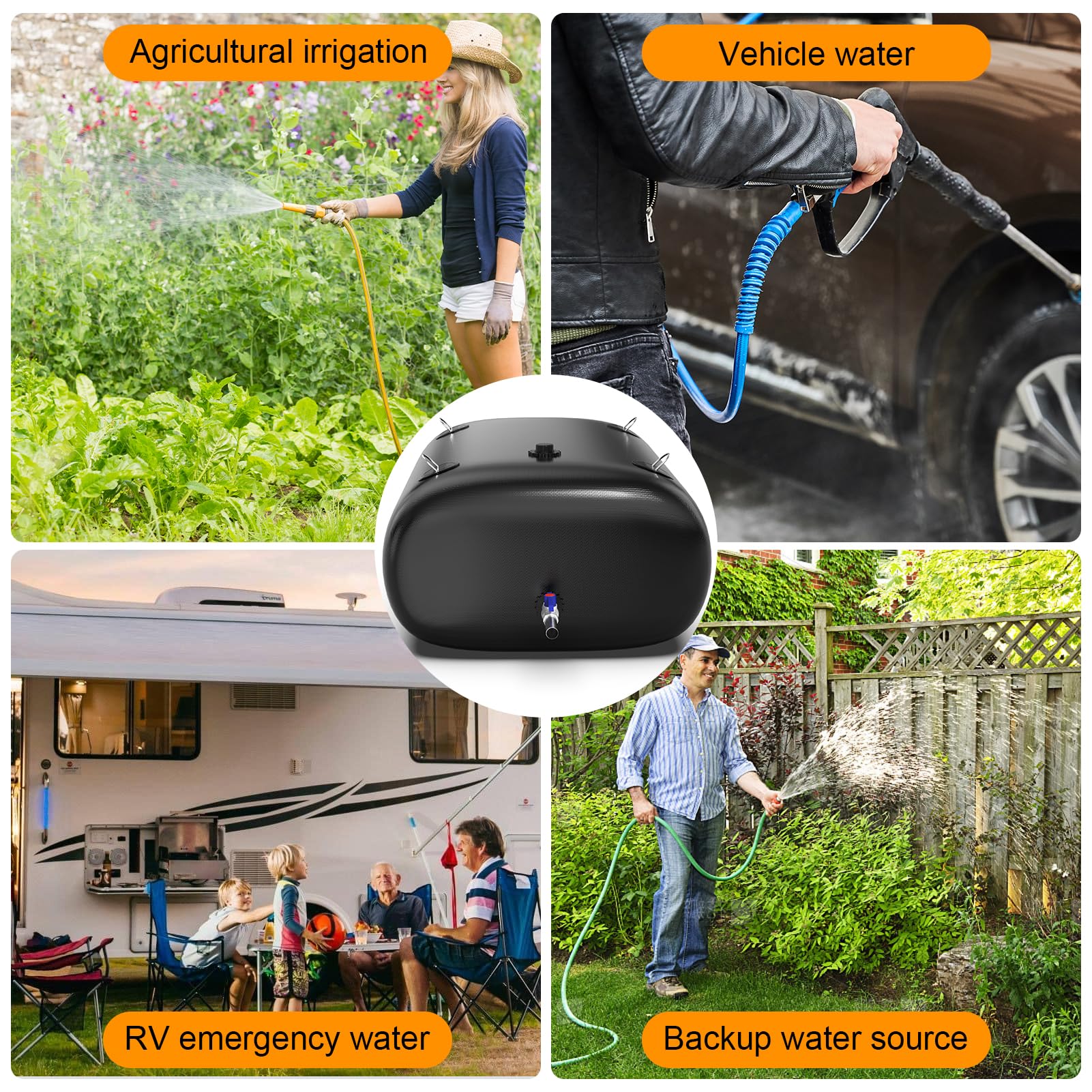 400L Wasserspeicher Blase 3/4 Auslass tragbar faltbar verdickt PVC Weichwassertank für Outdoor