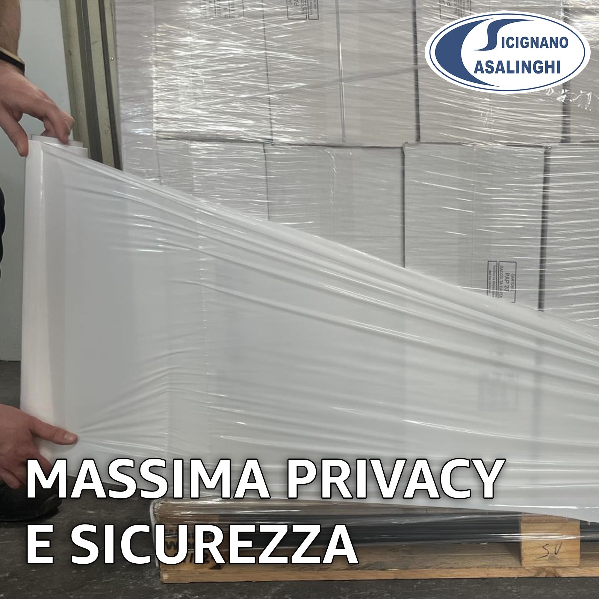 Sicignano 3 Rotoli Film Estensibile Manuale Bianco 2,6 kg, Pellicola in Polietilene Coprente per Imballaggi, Protezione e Stabilizzazione Pallet