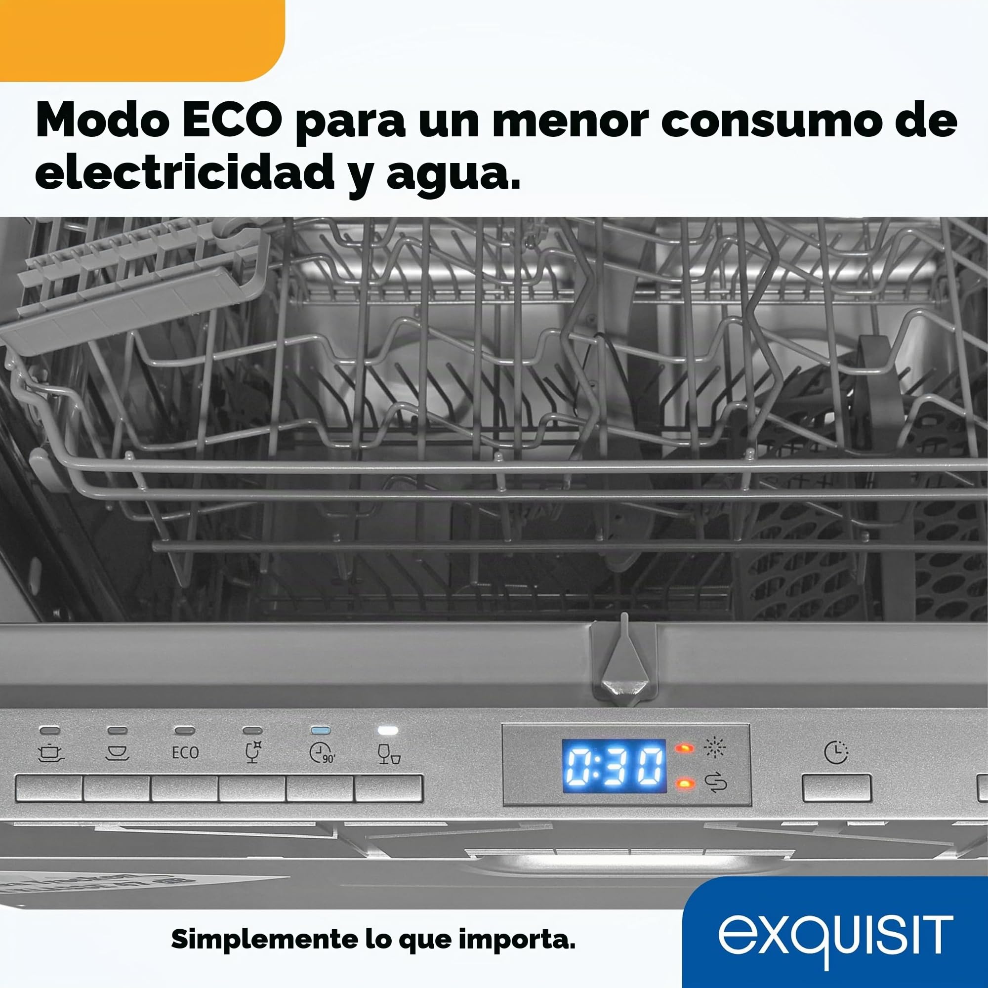 Exquisit® Lavavajillas Integrable 60cm, 13 Servicios, Clase E, Interior de Acero Inoxidable, Función Secado Extra, Cesto Regulable en Altura, Display LED, Medidas (81,5 x 59,8 x 55,0 cm)