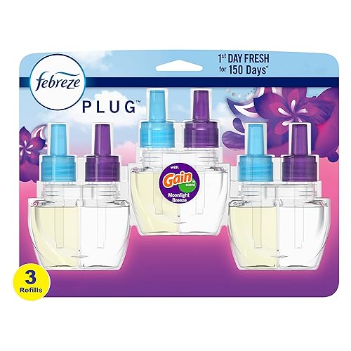 Febreze Plug In Air Freshener, Odor-Fighting Scented Oil Refill, Gain Moonlight Breeze, 3 Refills - Gain Moonlight Breeze