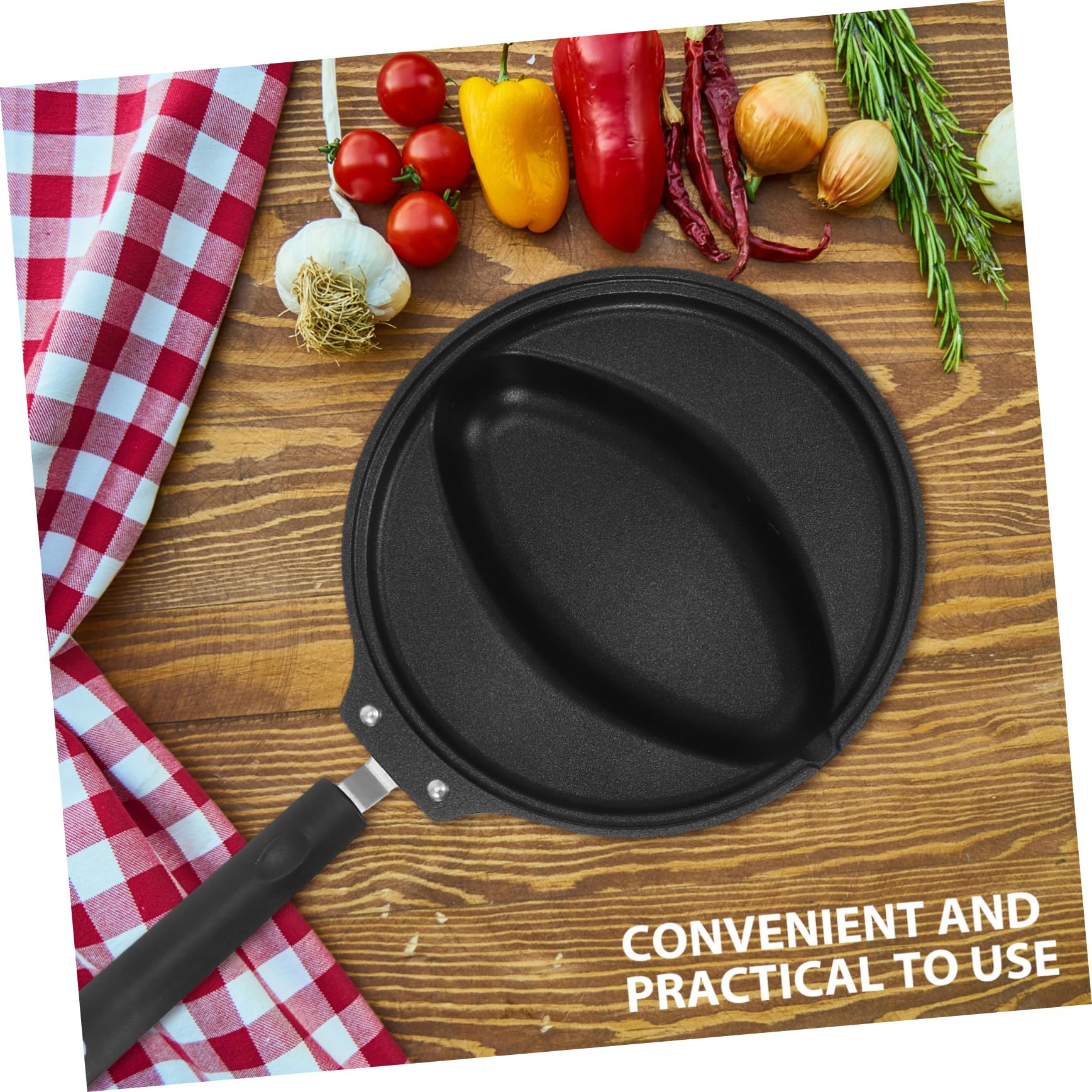 SOLUSTRE 1Pc Nonstick Frying Pan Omelet Pan Ergonomic Design Heat Insulation Black Cooking Essential for Home for Omelets and Rice Dishes Easy to Store and Use