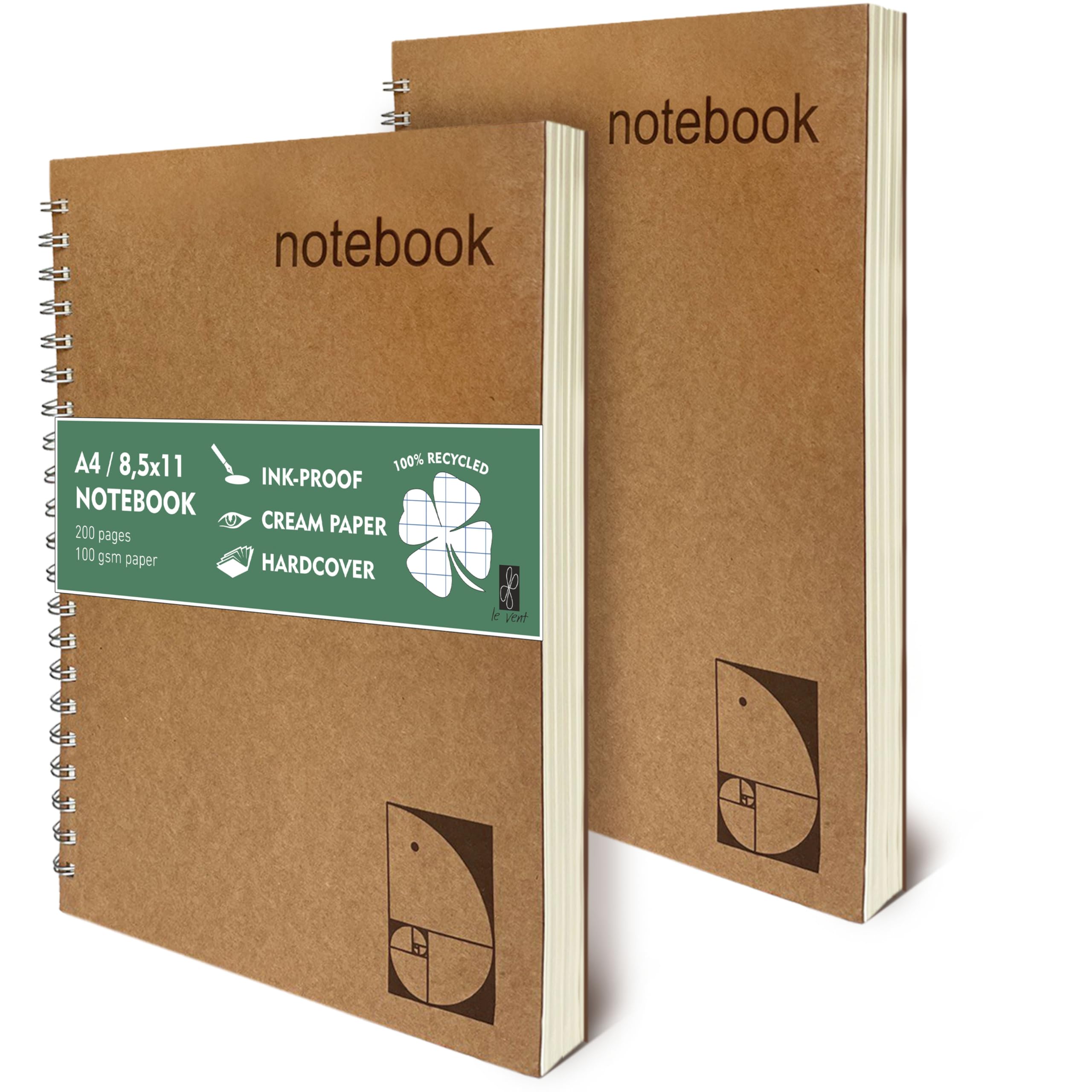 Amazon.com : le vent 2 pack Grid Paper Large Spiral Notebook 8.5 x
