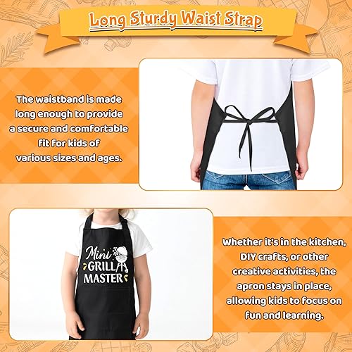 Miniatura 260 de R HORSE Juego de 2 delantales para niños y sombrero de chef, delantal de cocina azul ajustable para niños, kit de pintura y entrenamiento